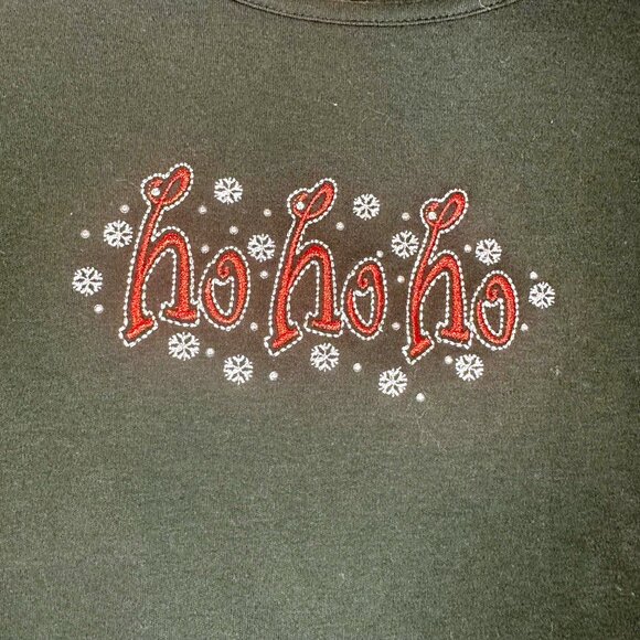 Ho Ho Ho Embellished Christmas Long-sleeved Crewneck XL - Picture 3 of 7